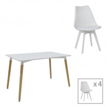 Φοιτητικό πακέτο τραπεζαρίας Natali-Gaston pakoworld σετ 5τεμ λευκό 120x80x76εκ c500126