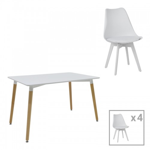 Φοιτητικό πακέτο τραπεζαρίας Natali-Gaston pakoworld σετ 5τεμ λευκό 120x80x76εκ c500126