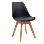 Καρέκλα Gaston pakoworld PP-PU μαύρο-φυσικό πόδι 48x55x83εκ SET 2τμχ c500127