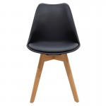 Καρέκλα Gaston pakoworld PP-PU μαύρο-φυσικό πόδι 48x55x83εκ SET 2τμχ c500127