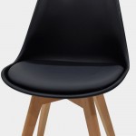 Καρέκλα Gaston pakoworld PP-PU μαύρο-φυσικό πόδι 48x55x83εκ SET 2τμχ c500127