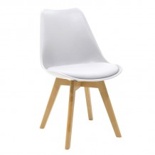 Καρέκλα Gaston pakoworld PP-PU λευκό-φυσικό πόδι 48x55x83εκ SET 4τμχ c500128