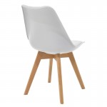 Καρέκλα Gaston pakoworld PP-PU λευκό-φυσικό πόδι 48x55x83εκ SET 4τμχ c500128