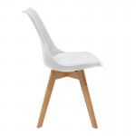 Καρέκλα Gaston pakoworld PP-PU λευκό-φυσικό πόδι 48x55x83εκ SET 4τμχ c500128
