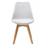 Καρέκλα Gaston pakoworld PP-PU λευκό-φυσικό πόδι 48x55x83εκ SET 4τμχ c500128