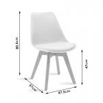 Καρέκλα Gaston pakoworld PP-PU λευκό-φυσικό πόδι 48x55x83εκ SET 4τμχ c500128