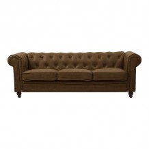 Kαναπές τριθέσιος Incredible pakoworld τύπου Chesterfield ύφασμα σε αντικέ καφέ απόχρωση 203x84x67εκ c500149