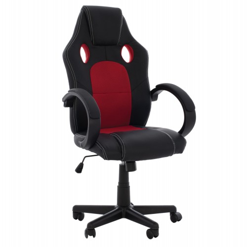 ΚΑΡΕΚΛΑ ΓΡΑΦΕΙΟΥ GAMING BUCKET HM1041 01 ΜΑΥΡΟPU ΚΟΚΚΙΝΟ MESH 60x62x117 εκ c500151