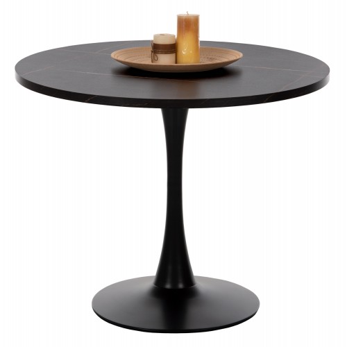 ΤΡΑΠΕΖΙ ΤΡΑΠΕΖΑΡΙΑΣ ROLLO HM9421 12 ΣΤΡΟΓΓΥΛΟ BLACK MARBLE Φ90x74Υεκ c500226
