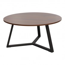 Τραπέζι σαλονιού Berton pakoworld σε καρυδί απόχρωση με μαύρο μέταλλο Φ80x40εκ c500261