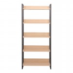 Βιβλιοθήκη Dorfie pakoworld σε φυσική απόχρωση με μαύρο μέταλλο 70x30x159εκ c500263