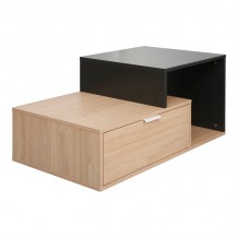 Τραπέζι σαλονιού Vople pakoworld σε φυσική με ανθρακί απόχρωση 90x50x40εκ c500270