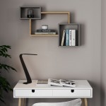 Ράφι τοίχου Beldra pakoworld σε φυσική με γκρι cement απόχρωση 84x15x57 8εκ c500273