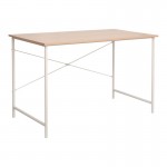 Γραφείο εργασίας Senzia pakoworld σε φυσική απόχρωση με λευκό μέταλλο 120x60x75εκ c500278