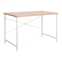 Γραφείο εργασίας Senzia pakoworld σε φυσική απόχρωση με λευκό μέταλλο 120x60x75εκ c500278