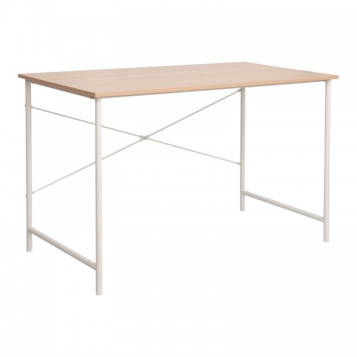 Γραφείο εργασίας Senzia pakoworld σε φυσική απόχρωση με λευκό μέταλλο 120x60x75εκ c500278