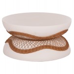 ΤΡΑΠΕΖΙ ΣΑΛΟΝΙΟΥ ANNA HM18157 02 FIBER CEMENT ΛΕΥΚΟ-ΦΥΣΙΚΟ RATTAN--Φ92x44 5Υεκ c500325