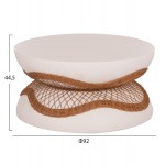 ΤΡΑΠΕΖΙ ΣΑΛΟΝΙΟΥ ANNA HM18157 02 FIBER CEMENT ΛΕΥΚΟ-ΦΥΣΙΚΟ RATTAN--Φ92x44 5Υεκ c500325