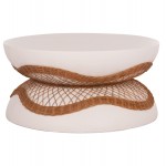 ΤΡΑΠΕΖΙ ΣΑΛΟΝΙΟΥ ANNA HM18157 02 FIBER CEMENT ΛΕΥΚΟ-ΦΥΣΙΚΟ RATTAN--Φ92x44 5Υεκ c500325
