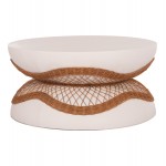 ΤΡΑΠΕΖΙ ΣΑΛΟΝΙΟΥ ANNA HM18157 02 FIBER CEMENT ΛΕΥΚΟ-ΦΥΣΙΚΟ RATTAN--Φ92x44 5Υεκ c500325