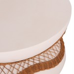 ΤΡΑΠΕΖΙ ΣΑΛΟΝΙΟΥ ANNA HM18157 02 FIBER CEMENT ΛΕΥΚΟ-ΦΥΣΙΚΟ RATTAN--Φ92x44 5Υεκ c500325