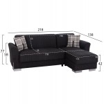 ΓΩΝΙΑΚΟΣ ΚΑΝΑΠΕΣ-ΚΡΕΒΑΤΙ ΜΕ ΑΠΟΘ ΧΩΡΟ BRONKO HM3291 01 ΑΝΘΡΑΚΙ ΥΦΑΣΜΑ 218x138x77Y c500326