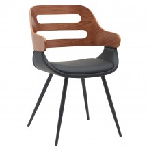 Καρέκλα Επισκέπτη ADA Μαύρο Καφέ Ξύλο PU Μέταλλο 52x57 5x77cm c500348