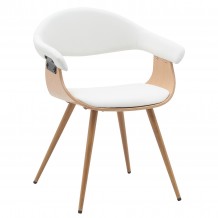 Καρέκλα Επισκέπτη Debora Λευκό Φυσικό Ξύλο PU Μέταλλο 55 5x53 5x77cm c500349