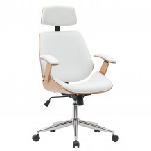 Καρέκλα Γραφείου Διευθυντή Mile Λευκό Φυσικό Ξύλο PU Αλουμίνιο 53x56x73 83cm c500351
