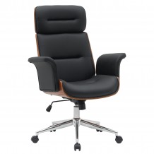 Καρέκλα Γραφείου Διευθυντή Cara Μαύρο Καφέ Ξύλο PU Αλουμίνιο 75x68x113 5 122cm c500353