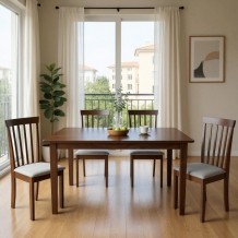 Tραπεζαρία επεκτεινόμενη Mabor-Houston pakoworld ξύλο σε καρυδί απόχρωση 120-150x80x73 8εκ c500363