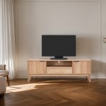 Έπιπλο τηλεόρασης Hamea pakoworld mdf σε φυσική απόχρωση 145x39 5x49εκ c500368