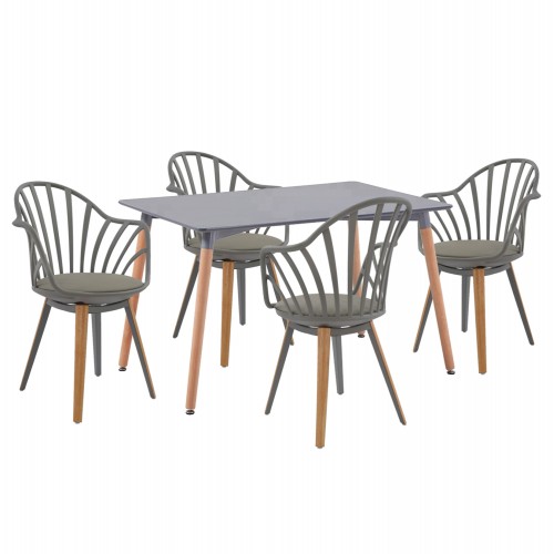 ΣΕΤ ΤΡΑΠΕΖΑΡΙΑΣ 5ΤΜΧ ANAIS HM21176 MDF TOP ΣΕ ΓΚΡΙ--P P PU ΣΕ ΓΚΡΙ c500378