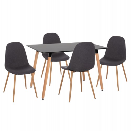 ΣΕΤ ΤΡΑΠΕΖΑΡΙΑΣ 5ΤΜΧ MINARDO HM21179 MDF TOP ΣΕ ΜΑΥΡΟ--ΣΚΟΥΡΟ ΓΚΡΙ ΥΦΑΣΜΑ c500379