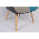 Πολυθρόνα ArteLibre BRIAR Κίτρινο Μπλε Patchwork Ύφασμα Ξύλο 73x69x96cm c500388