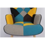 Πολυθρόνα ArteLibre BRIAR Κίτρινο Μπλε Patchwork Ύφασμα Ξύλο 73x69x96cm c500388