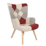 Πολυθρόνα ArteLibre BRIAR Μπορντό Γκρι Patchwork Ύφασμα Ξύλο 73x69x96cm c500389