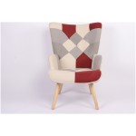 Πολυθρόνα ArteLibre BRIAR Μπορντό Γκρι Patchwork Ύφασμα Ξύλο 73x69x96cm c500389