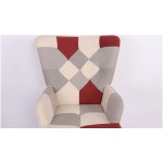 Πολυθρόνα ArteLibre BRIAR Μπορντό Γκρι Patchwork Ύφασμα Ξύλο 73x69x96cm c500389