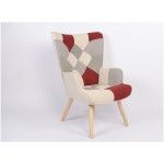 Πολυθρόνα ArteLibre BRIAR Μπορντό Γκρι Patchwork Ύφασμα Ξύλο 73x69x96cm c500389