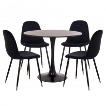 ΣΕΤ ΤΡΑΠΕΖΑΡΙΑΣ 5ΤΜΧ BROLIN HM21191 MDF TOP-ΜΕΤΑΛΛΙΚΑ ΠΟΔΙΑ-ΒΕΛΟΥΔΟ--ΜΑΥΡΟ c500395