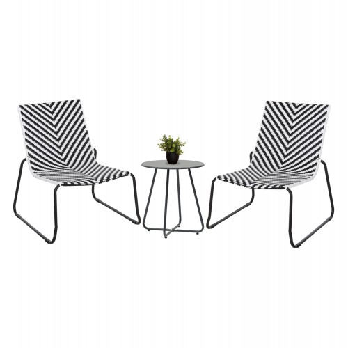 ΣΕΤ LOUNGE 3TMX ΕΞ ΧΩΡΟΥ PONY HM21193 ΜΕΤΑΛΛΟ ΣΕ ΓΚΡΙ--ΣΥΝΘ RATTAN ΣΕ ΛΕΥΚΟ-ΜΑΥΡΟ c500397