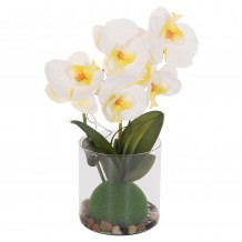 ΔΙΑΚΟΣΜΗΤΙΚΟ ΣΥΝΘΕΤΙΚΟ ΦΥΤΟ HM4738 ΛΟΥΛΟΥΔΙ PHALAENOPSIS ΣΕ ΓΥΑΛΙΝΟ ΒΑΖΟ 12x24x30Υεκ c500424