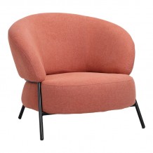 Πολυθρόνα Jennie pakoworld ύφασμα σε κεραμιδι απόχρωση με μαύρα μεταλλικά πόδια 84x84x71 5εκ c500461