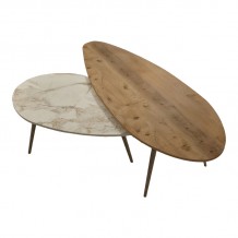 Τραπέζι σαλονιού Monty pakoworld 2 τεμ σε απόχρωση φυσικό-μπεζ μαρμάρου 116x46x46εκ c500462