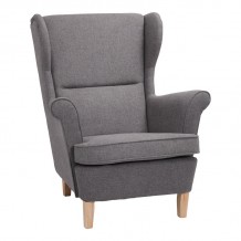 Πολυθρόνα - μπερζέρα Malei pakoworld ύφασμα σε γκρι απόχρωση-ξύλινα πόδια 85x93x100εκ c500476