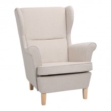 Πολυθρόνα - μπερζέρα Malei pakoworld ύφασμα σε κρεμ απόχρωση-ξύλινα πόδια 85x93x100εκ c500477