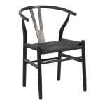 Καρέκλα Wishbone pakoworld rubberwood-σχοινί σε μαύρη απόχρωση 60x51x80εκ c500485