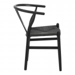 Καρέκλα Wishbone pakoworld rubberwood-σχοινί σε μαύρη απόχρωση 60x51x80εκ c500485