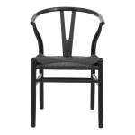 Καρέκλα Wishbone pakoworld rubberwood-σχοινί σε μαύρη απόχρωση 60x51x80εκ c500485
